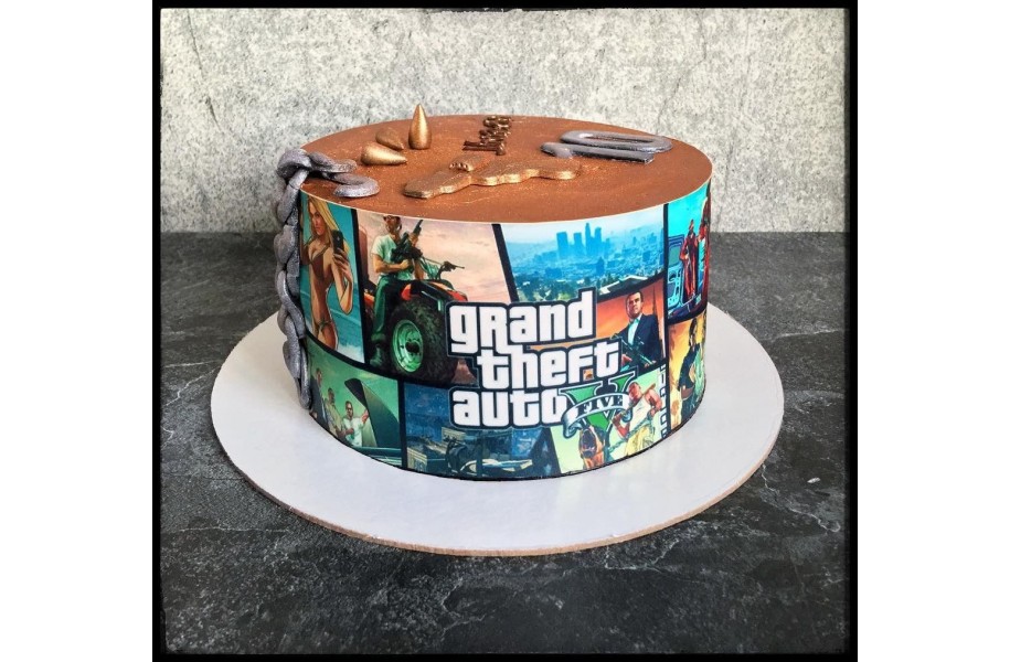 №144 Торт "Grand Theft Auto" с фотопечатью 2 вариант